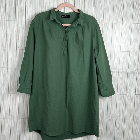Pomander Place Tuckernuck Women’s Green Polly Shift Dress w/Pockets Size XXL - Picture 2 of 7